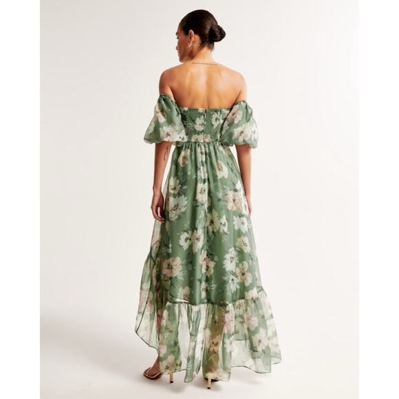 Abercrombie & Fitch Emerson Off-The-Shoulder Drama Organza Maxi Dress Size MT - Picture 3 of 9